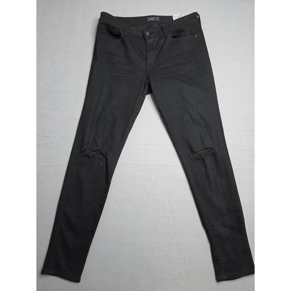 Abercrombie & Fitch Harper Super Skinny Jeans Women 30x10 Black Denim Distressed